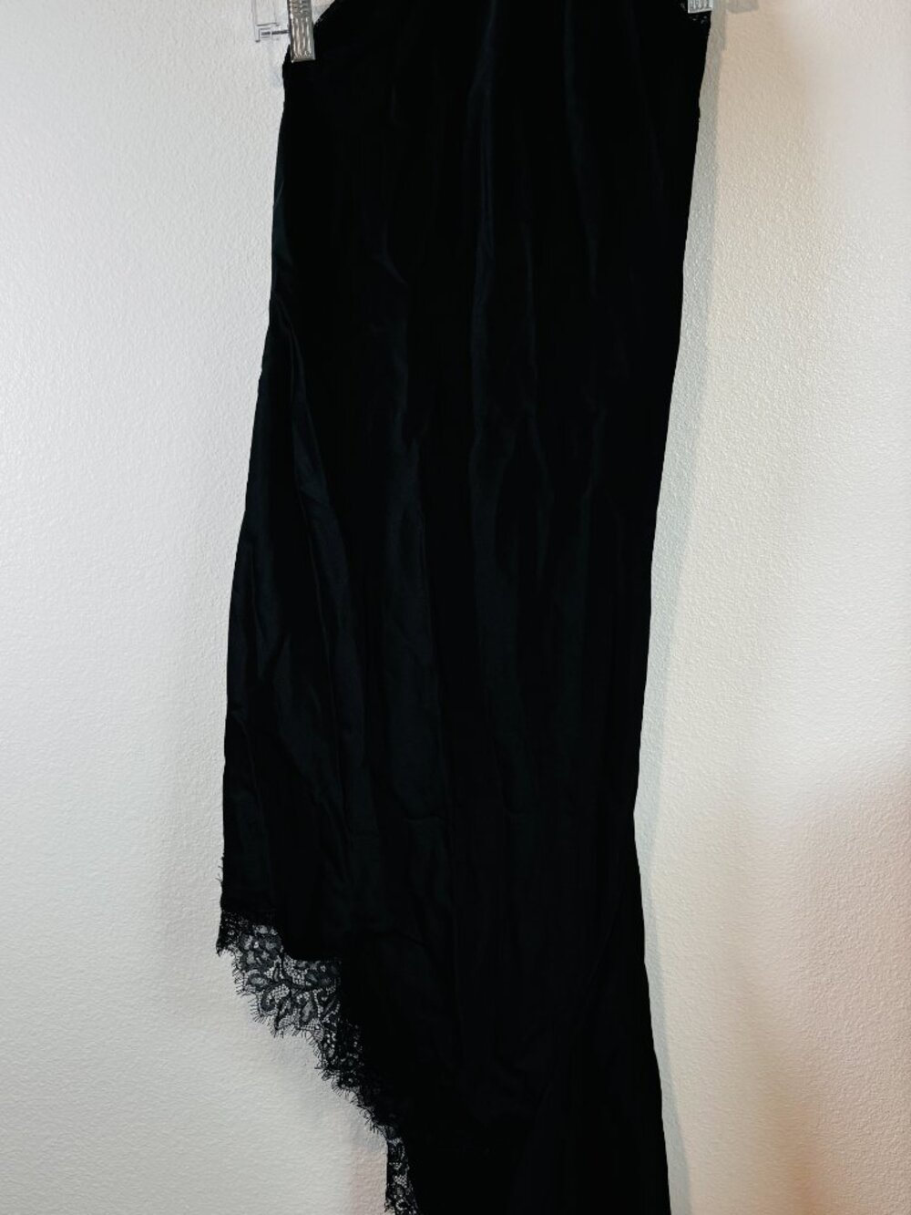 Zara New Women Halter Asymmetric Satin Lace Dress in black - Picture 2 of 4
